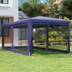 Tente de f�te avec 6 parois lat�rales en maille bleu 3x6 m pehd