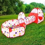 Tente de jeu en 3 pice piscine  boules avec tunnel maison de jouet pour enfants