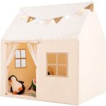 Tente de jeu enfant avec tapis, cabane jardin enfant exterieur avec guirlande lumineuse, tissu phosphorescent, ...
