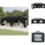 Tente de rception pliable avec parois noir 3x6 m - tents de rception - abri extrieur - gazebo - parasol ...