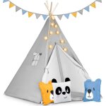 Tente tipi pour enfant avec lumires nukido - gris