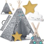 Tente tipi pour enfant avec lumi�res nukido - gris avec �toiles