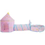 Tente et tunnel enfant, rose avec un motif �toil� pour les filles, tente pour enfants 3 en 1 avec piscine ...
