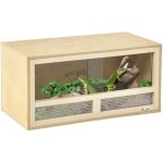 Terrarium pour reptiles en bois avec portes coulissantes en verre et panneaux grillag�s, terrarium polyvalent, ...