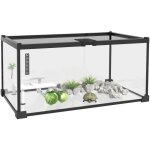 Terrarium en verre - vivarium reptiles & batraciens - habitat tortue - couvercle grillag coulissant ...