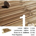 Kit terrasse pin autoclave marron pour 1 m ? lames 4, 8 m, lambourdes 4, 2 m et visserie inox