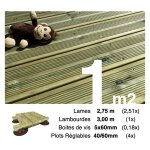 Terrasseenbois. fr - kit complet terrasse pin autoclave vert pour 1 m ? lames 2, 75 m, lambourdes 3 ...