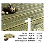 Terrasseenbois. fr - kit complet terrasse pin autoclave vert pour 1 m ? lames 4, 8 m, lambourdes 4, ...