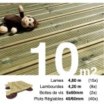 Terrasseenbois. fr - kit complet terrasse pin autoclave vert pour 10 m ? lames 4, 8 m, lambourdes 4, ...