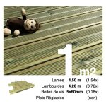 Terrasseenbois. fr - kit terrasse pin autoclave vert pour 1 m ? lames 4, 5 m, lambourdes 4, 2 m et visserie ...