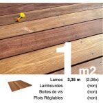 Planches de terrasse bois exotique cumaru pour 1 m ? longueur 3, 35 m