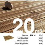 Planches de terrasse pin autoclave marron pour 20 m� ? longueur 4, 8 m