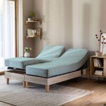 Terre de nuit - drap housse cladon pour lit articul jersey extensible 2x70x190
