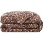 Terre de nuit - housse de couette gaze de coton imprim floral 140x200 marron camel