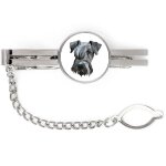 Terrier tchque, terrier de cesky - pince  cravate gomtrique avec photo et inscription art - dog