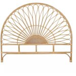 Tte de lit 160 cm ronde en rotin naturel avec cannage - hazel