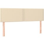 T�te de lit accessoire couchage chambre � coucher meuble en 2 parties 72 x 5 x 78 / 88 cm tissu cr�me ...