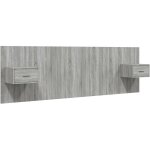 Tête de lit accessoire couchage chambre à coucher meuble avec chevet intégré étagère mdf gris tdl0205808 ... Tête de lit accessoire couchage chambre à coucher meuble avec chevet intégré étagère mdf gris tdl0205808 ...