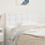 T�te de lit pour lit adult d�coration murale blanc 100x5x78 / 88 cm similicuir cfw808628