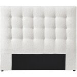 T�te de lit capitonn�e 180 cm - tissu bouclette - blanc - francesco