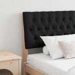 T�te de lit capitonn�e noir 180 cm pin massif