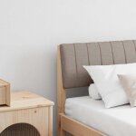 Tte de lit capitonne taupe 180 cm pin massif