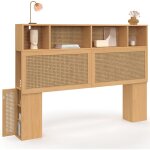 Idmarket - tte de lit edhen 145 cm avec rangements ferms et niches cannage et bois