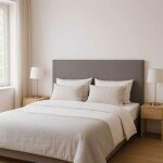 Pro et discount - tte de lit largeur 160 x 80 cm tissu couleur gris clair