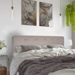 Tte de lit largeur 180 x 110 cm tissu couleur taupe gris