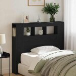 T�te de lit led avec �tag�re ch�ne noir 120 x 18. 5 x 103. 5 cm vidaxl