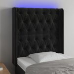 Tte de lit  led noir 83x16x118 / 128 cm velours - tte de lit led - tte de lit velours - tte de lit ...