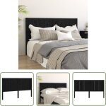 Tte de lit noir 125, 5x4x100 cm bois massif de pin - tte de lit - tte de lit bois - tte de lit noire ...