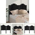 Tte de lit noir 146x4x110 cm bois massif de pin - tte de lit - tte de lit bois - tte de lit noire ...