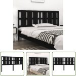 Tte de lit noir 165, 5x4x100 cm bois massif de pin - tte de lit - literie - meuble de chambre - bois ...