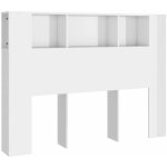 Tte de lit avec rangement accessoire de lit table de chevet tagre 140 x 18, 5 x 104, 5 cm mdf blanc ...