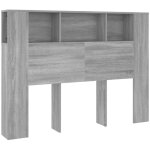 Tête de lit avec rangement accessoire de lit table de chevet étagère 140 x 18, 5 x 104, 5 cm mdf gris ... Tête de lit avec rangement accessoire de lit table de chevet étagère 140 x 18, 5 x 104, 5 cm mdf gris ...