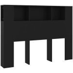 Tte de lit avec rangement accessoire de lit table de chevet tagre 140 x 18, 5 x 104, 5 cm mdf noir ...