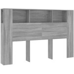 Tête de lit avec rangement accessoire de lit table de chevet étagère 160 x 18, 5 x 104, 5 cm mdf gris ... Tête de lit avec rangement accessoire de lit table de chevet étagère 160 x 18, 5 x 104, 5 cm mdf gris ...