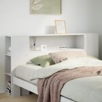 T�te de lit avec rangement blanc 120 cm bois massif de pin - vidaxl