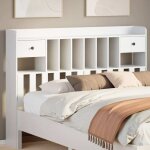 Tête de lit avec rangement blanc 140 cm bois massif de pin - vidaxl Tête de lit avec rangement blanc 140 cm bois massif de pin - vidaxl