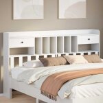 T�te de lit avec rangement blanc 180 cm bois massif de pin