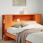 T�te de lit avec rangement cire marron 140cm bois massif de pin - vidaxl