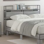 Tte de lit de rangement gris 160 cm bois d'ingnierie