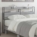 Tte de lit de rangement gris 160 cm bois d'ingnierie