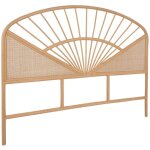 Sweeek - tte de lit en rotin naturel et cannage, bois clair, bohme, l142 x p3 x h115cm