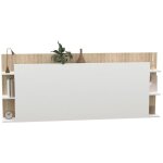 Idmarket - tête de lit sur pied ciri pour lit 140 et 160 cm avec rangements blanc et bois Idmarket - tête de lit sur pied ciri pour lit 140 et 160 cm avec rangements blanc et bois