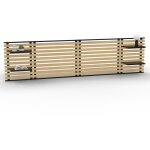 Idmarket - t�te de lit suspendue en lattes detroit 240 cm bois et m�tal noir avec �tag�res design industriel ...