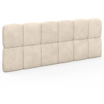 T�te de lit suspendue matelass�e nuage velours beige 160 cm