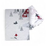 Housse de couette tyrolienne montebianco 100 % coton - double face, motif alpin avec skieurs et chalets, ...