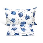 Parure de lit en coton � how deep is the sea � - draps d'�t� avec poisson bleu - design nautique made ...